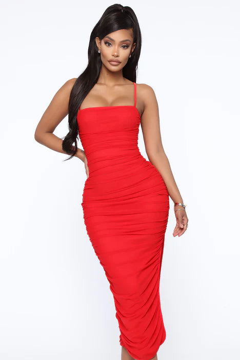Feeling My Mesh Dress - Red
