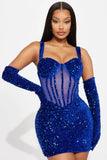 Khloe Sequin Mini Dress - Royal