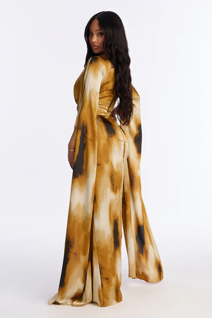 Maxi Dress Satin Mustard Combo