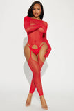 Bring It On Rhinestone Bodystocking - Red