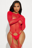 Bring It On Rhinestone Bodystocking - Red