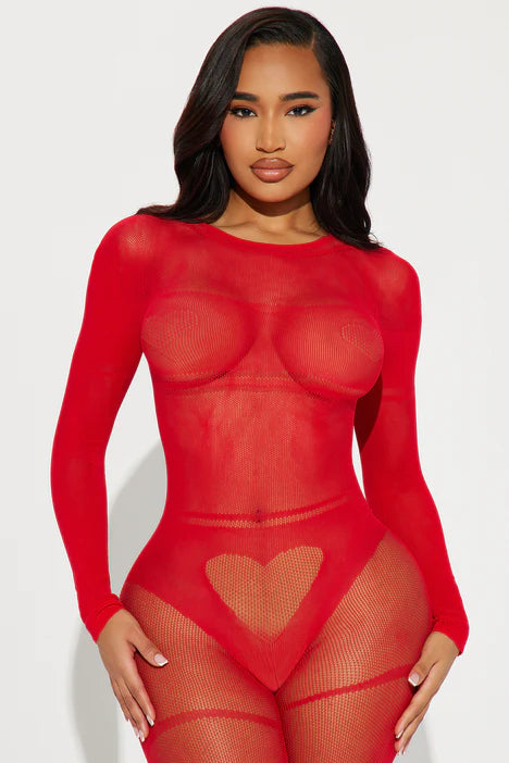 Mad About It Jumpsuit Bodystocking - Red