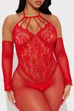 Watch Me Flirt Jumpsuit Bodystocking - Red