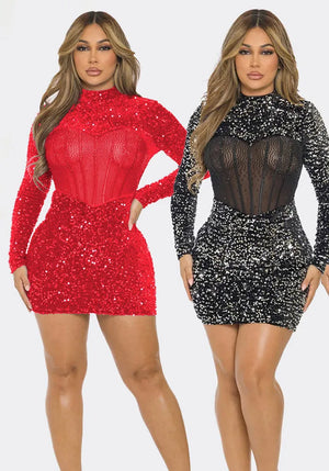 Sexy embroidered mesh bodycon