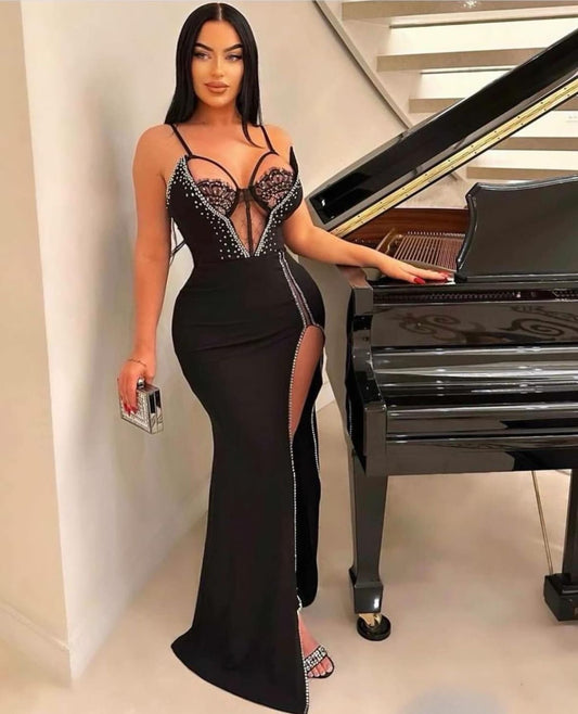 Mila Corset Maxi Dress - Black