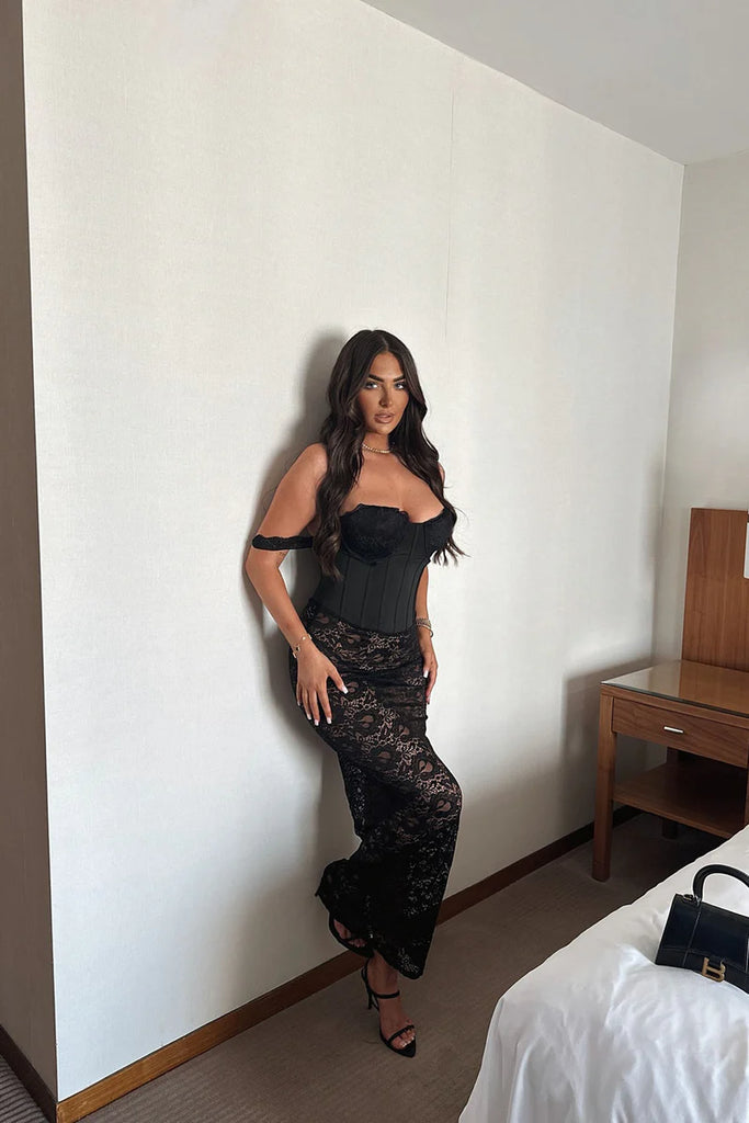 You're Mine Lace Maxi Dress - Black