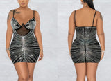 Slightly stretchy sexy rhinestone mini dress (with underwear)