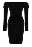Sexy solid color off shoulder mini dress Black