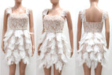 Sexy  slight stretch pearl sequins feather decor tight mini dress