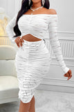 New sexy slight stretch solid color patchwork hollow one shoulder midi dress