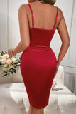 Sexy slight stretch mesh stitching with underwire rubber slit midi dress