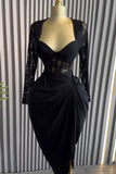Sexy non-stretch see-through lace stitching pleated midi dress