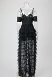 Stylish slight stretch sling rhinestones decor mesh stitching
