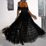 Stylish slight stretch sling rhinestones decor mesh stitching