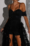 Stylish slight stretch sling rhinestones decor mesh stitching