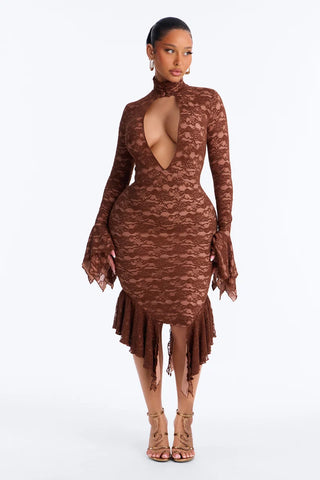 Midi Dress Brown Lanngerie