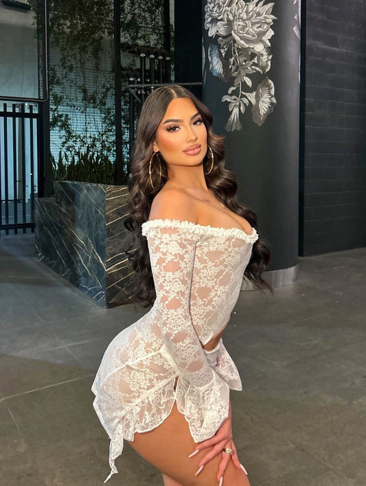One Of One Lace Mini Dress - White