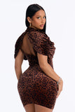 Mini Dress Velvet Leopard