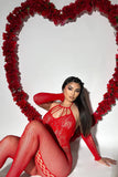 Watch Me Flirt Jumpsuit Bodystocking - Red