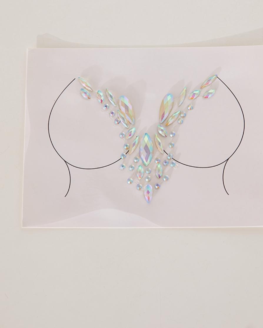 1pc rhinestone acrylic luminous chest stickers
