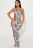 Audrey Distressed Maxi Dress - Multi Color