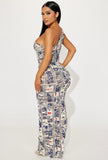 Audrey Distressed Maxi Dress - Multi Color