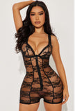 After Dark Lace Romper Bodystocking - Black