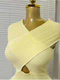 Dress midi yellow Stretch