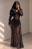 Lace Maxi Dress Black Lanngerie