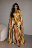 Maxi Dress Satin Mustard Combo