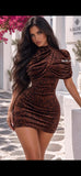 Mini Dress Velvet Leopard