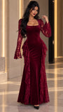 red velvet dress Maxi