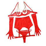 Sexy See-Through Mesh Chain Strap Five-Piece Lingerie Set