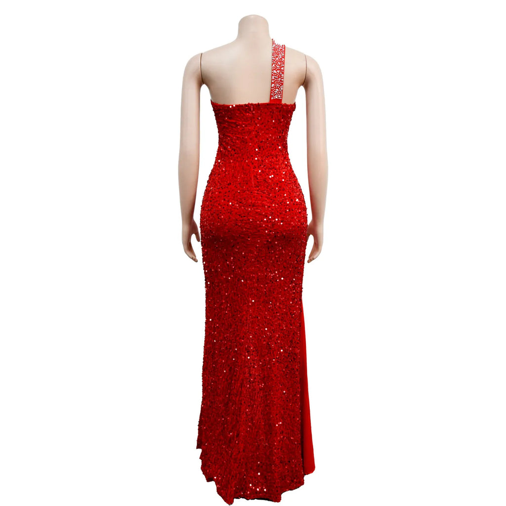 Dress Women's Fashion Solid Color Beaded Sequin Sleeveless Maxi