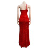 Dress Women's Fashion Solid Color Beaded Sequin Sleeveless Maxi