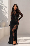 Britney Lace Maxi Dress - Black