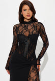 Britney Lace Maxi Dress - Black