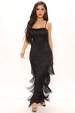 Ruffled Maxi Dress - Black