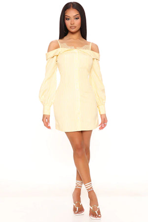 Sippin' Moet Mini Dress - Yellow