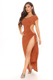 Slitsation Vacation Maxi Dress - Camel