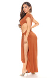 Slitsation Vacation Maxi Dress - Camel