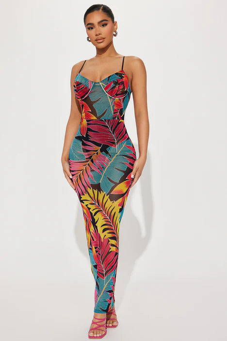 Tina Tropical Maxi Dress - Multi Color