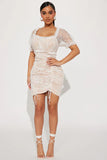 Poppy Fields Lace Mini Dress - White