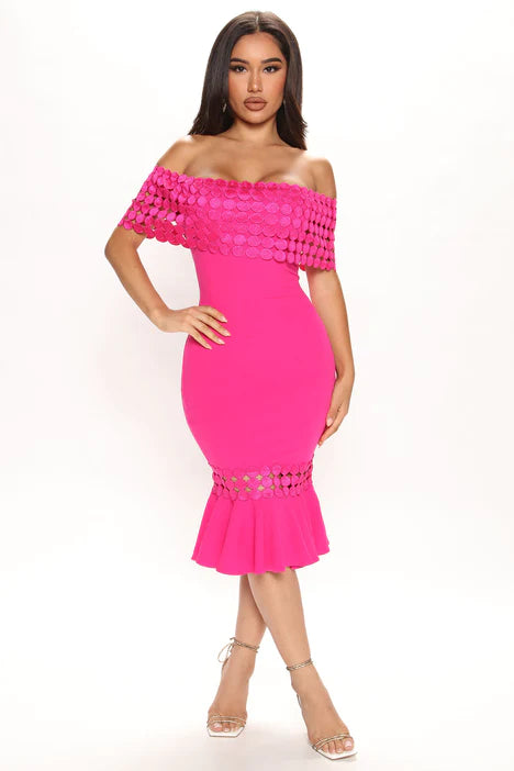 Judith Midi Dress - Fuchsia