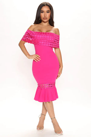 Judith Midi Dress - Fuchsia