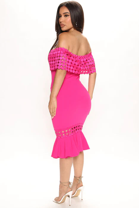 Judith Midi Dress - Fuchsia