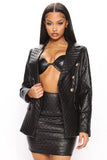 Leather blazer skirt set - black