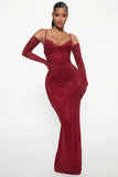 Romance Glove Dress Set - Burgundy