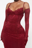 Romance Glove Dress Set - Burgundy