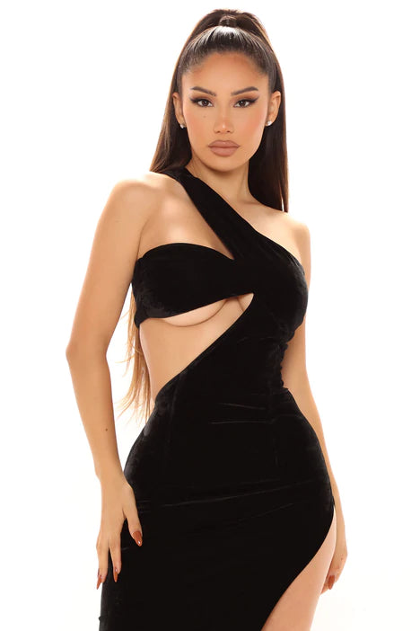 VELVET DRAMA MAXI DRESS